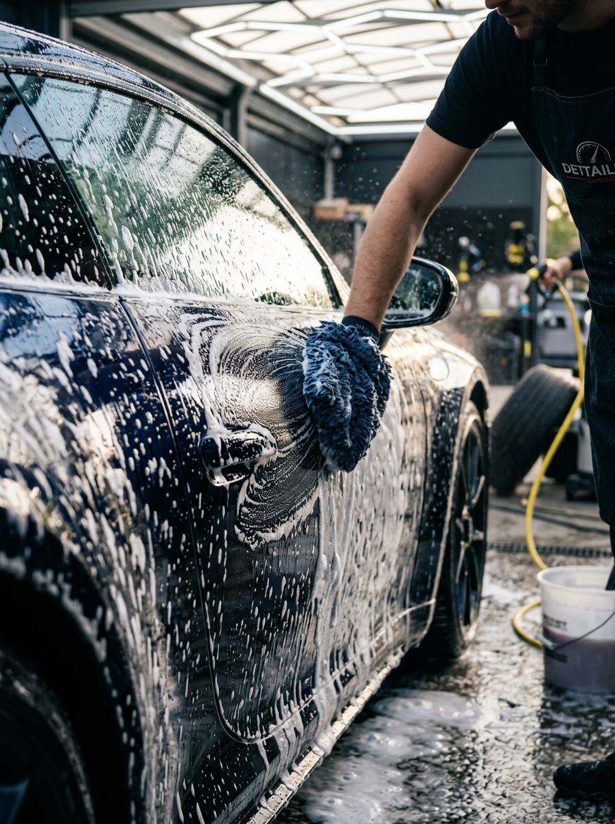 Exterior Detailing — Hand wash, decontamination, and a deep gloss.